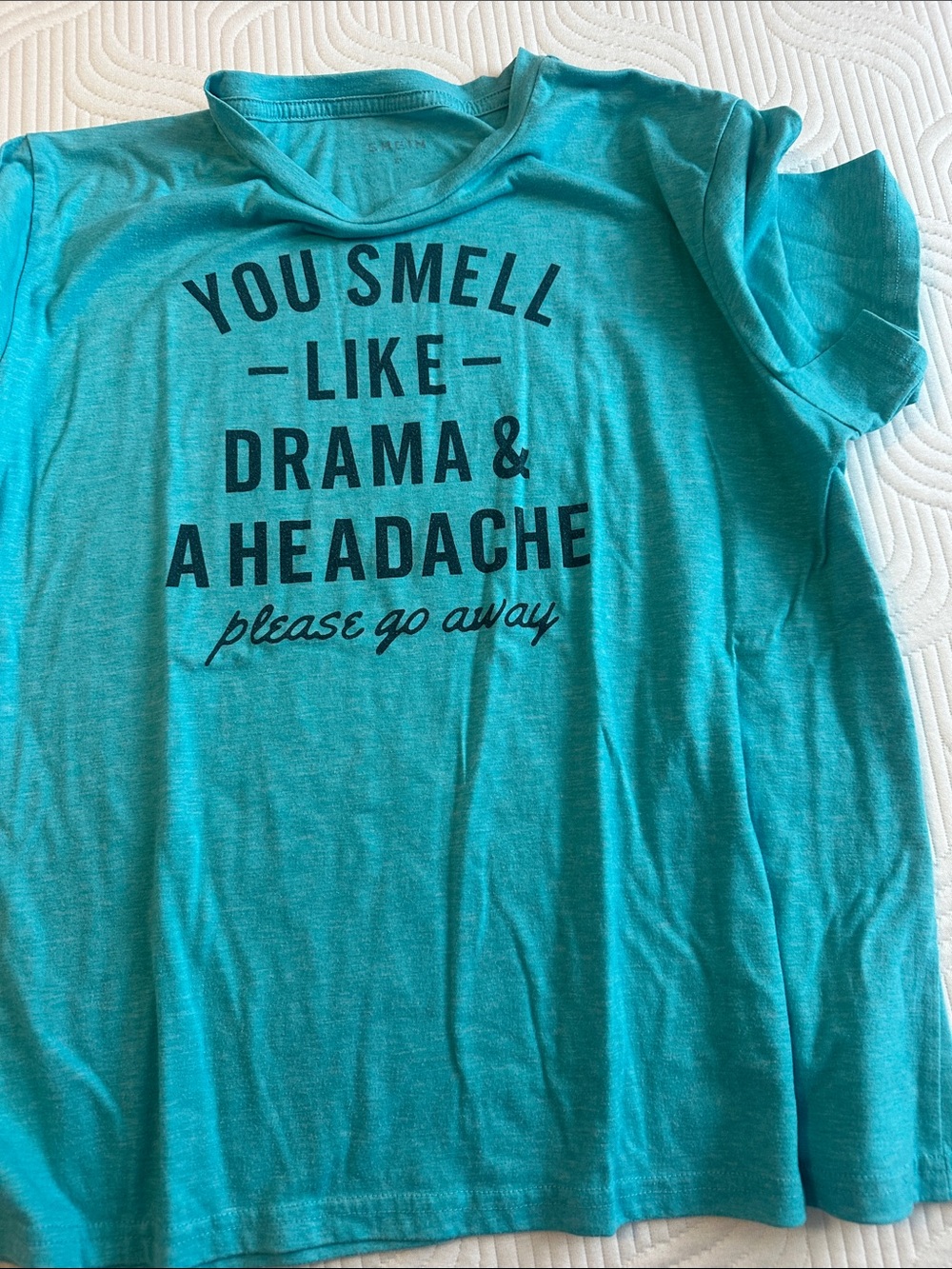 SHEIN Teal Graphic Short Sleeve Tee with Black Text